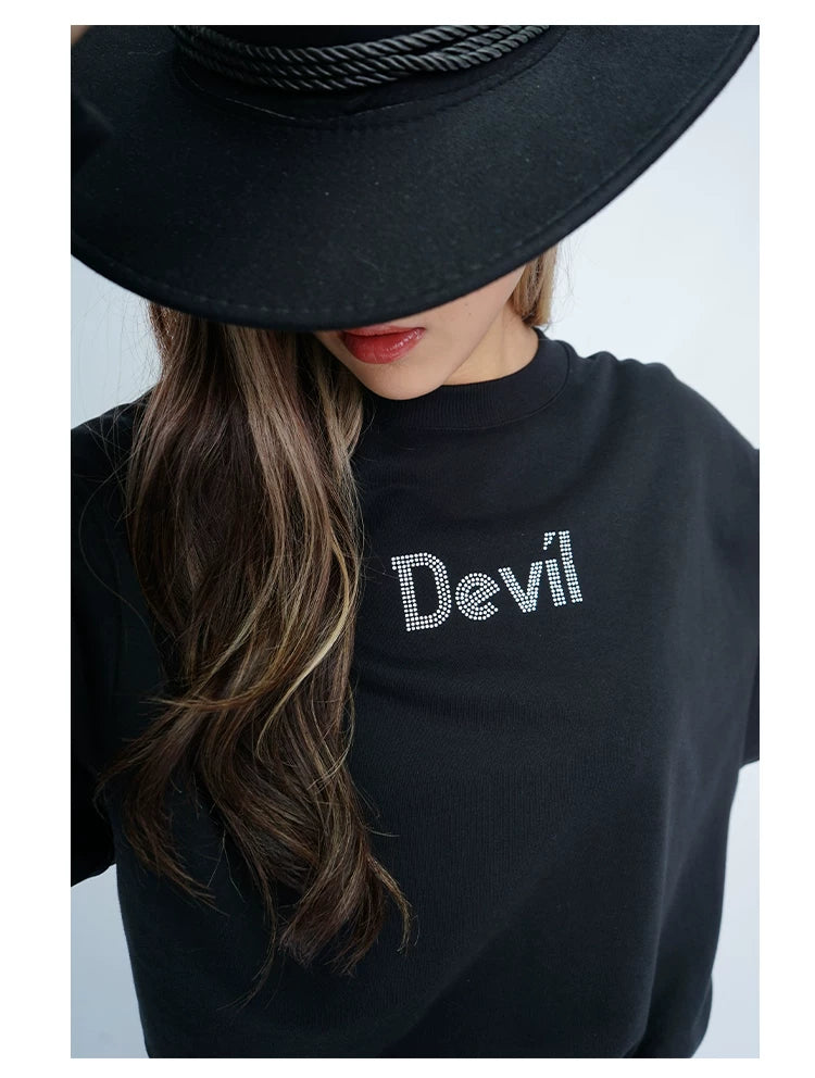 Men's Black Rhinestone Devil Wing Sweatshirt