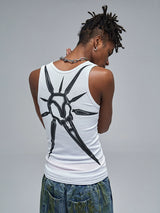 Skeleton Print Ribbed Tank Top