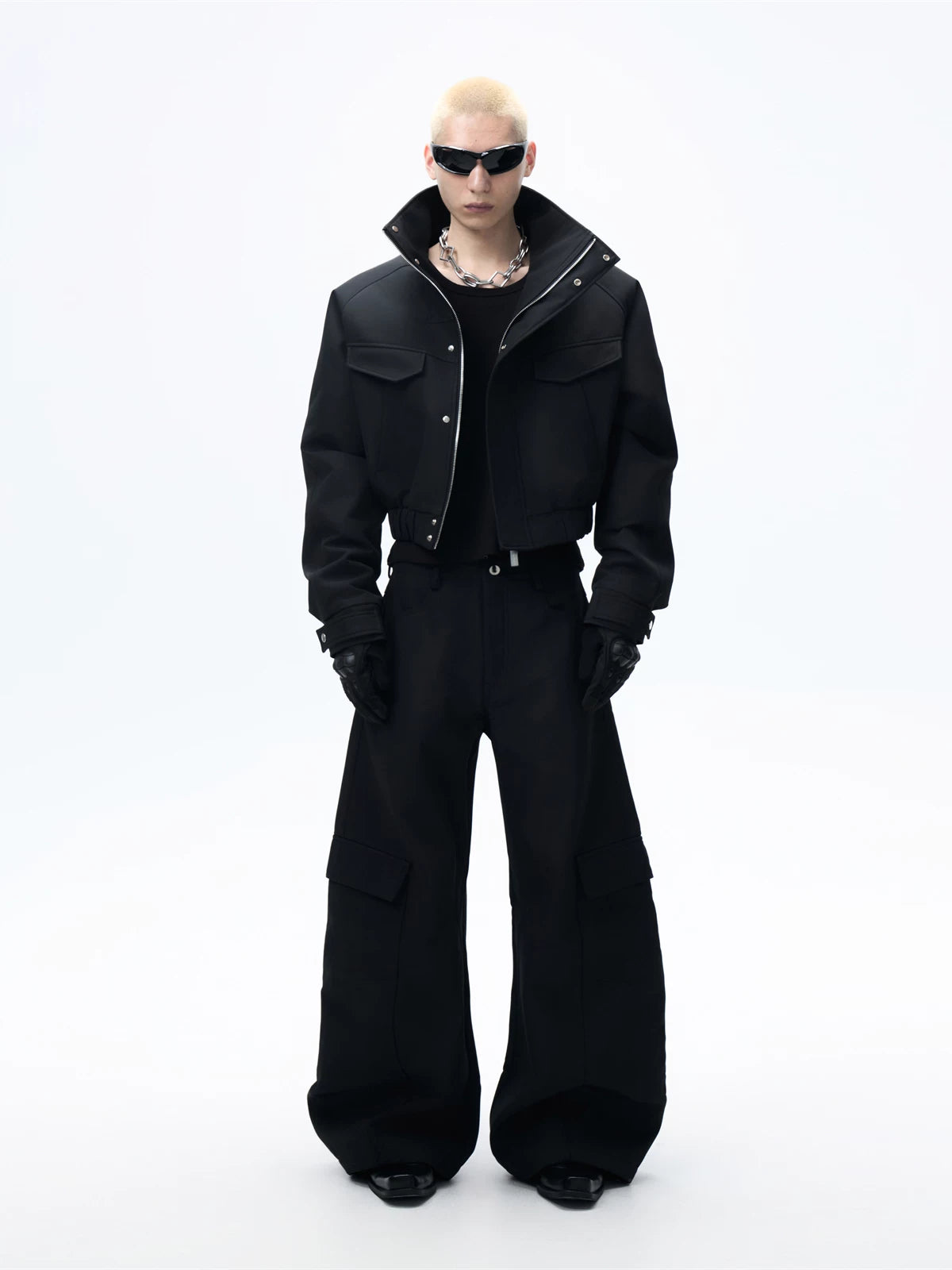 Short Stand Collar Faux Fur Jacket