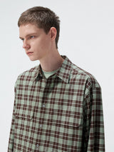Short Color Block Plaid Cargo Shirt