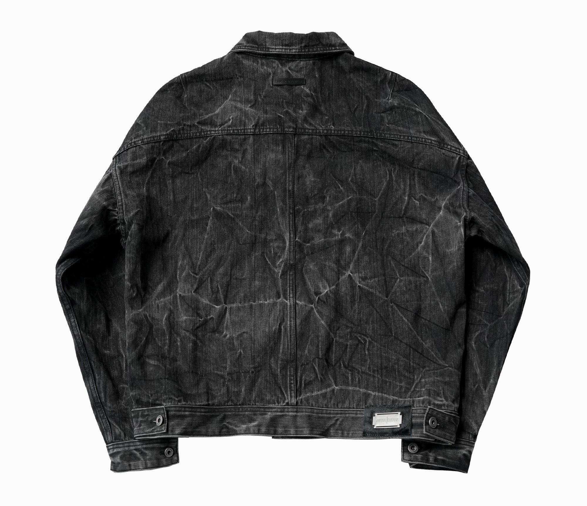 Washed Distressed Gray Raglan Denim Jacket