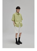 Short Sleeve Square Neck Cotton Shirt