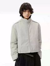 Fitted Two-tone Grid Fur Collar Jacket