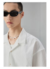 Bark Textured Cuban Collar Casual Shirt