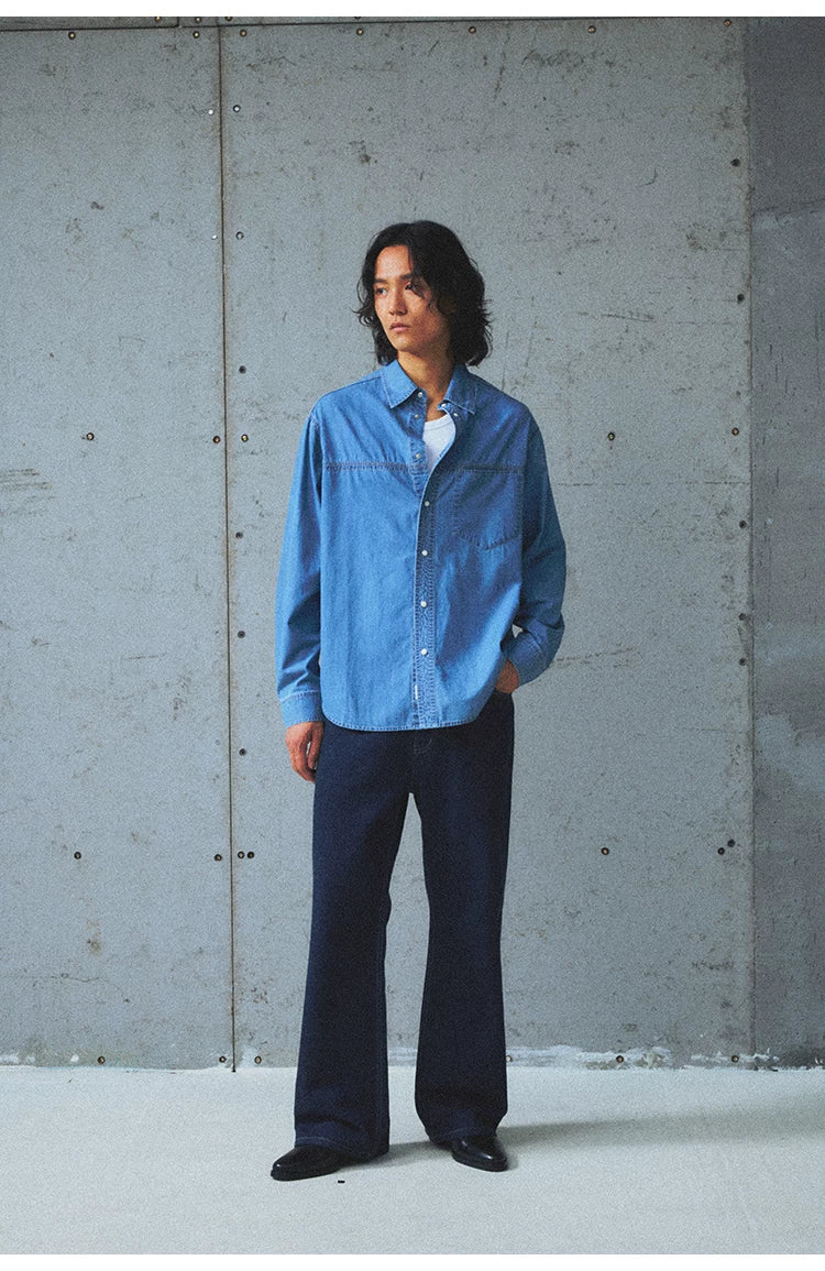 Okayama Washed Long-Staple Cotton Denim Shirt