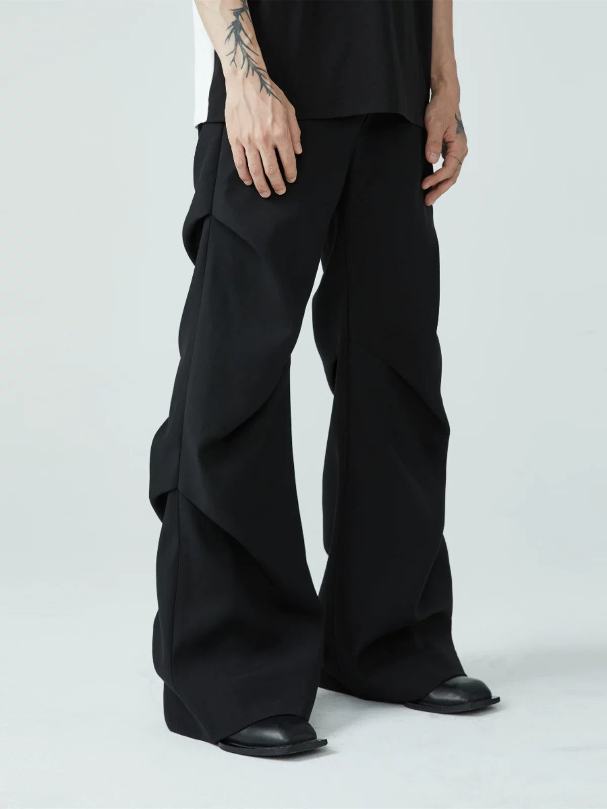 Men's Wrinkle Loose Flared Dress Pants