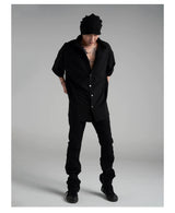 Men's Black Fitted Short Sleeve Shirt