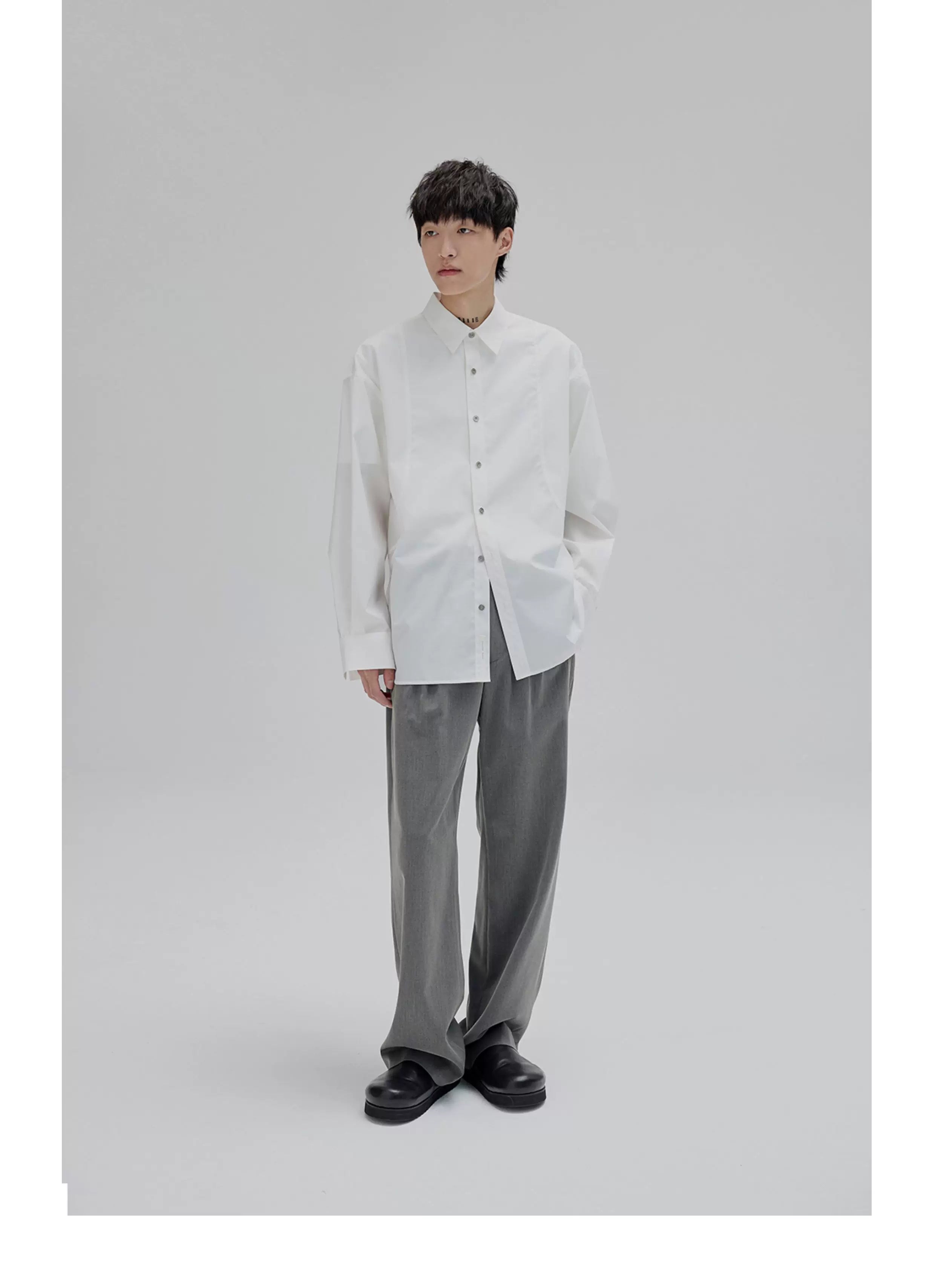 Basic Long Sleeve Cotton Blend Shirt
