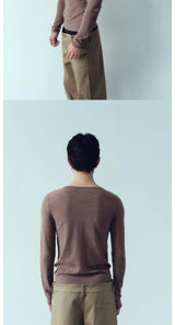 Lightweight Wool Slim Triangle Neck Sweater