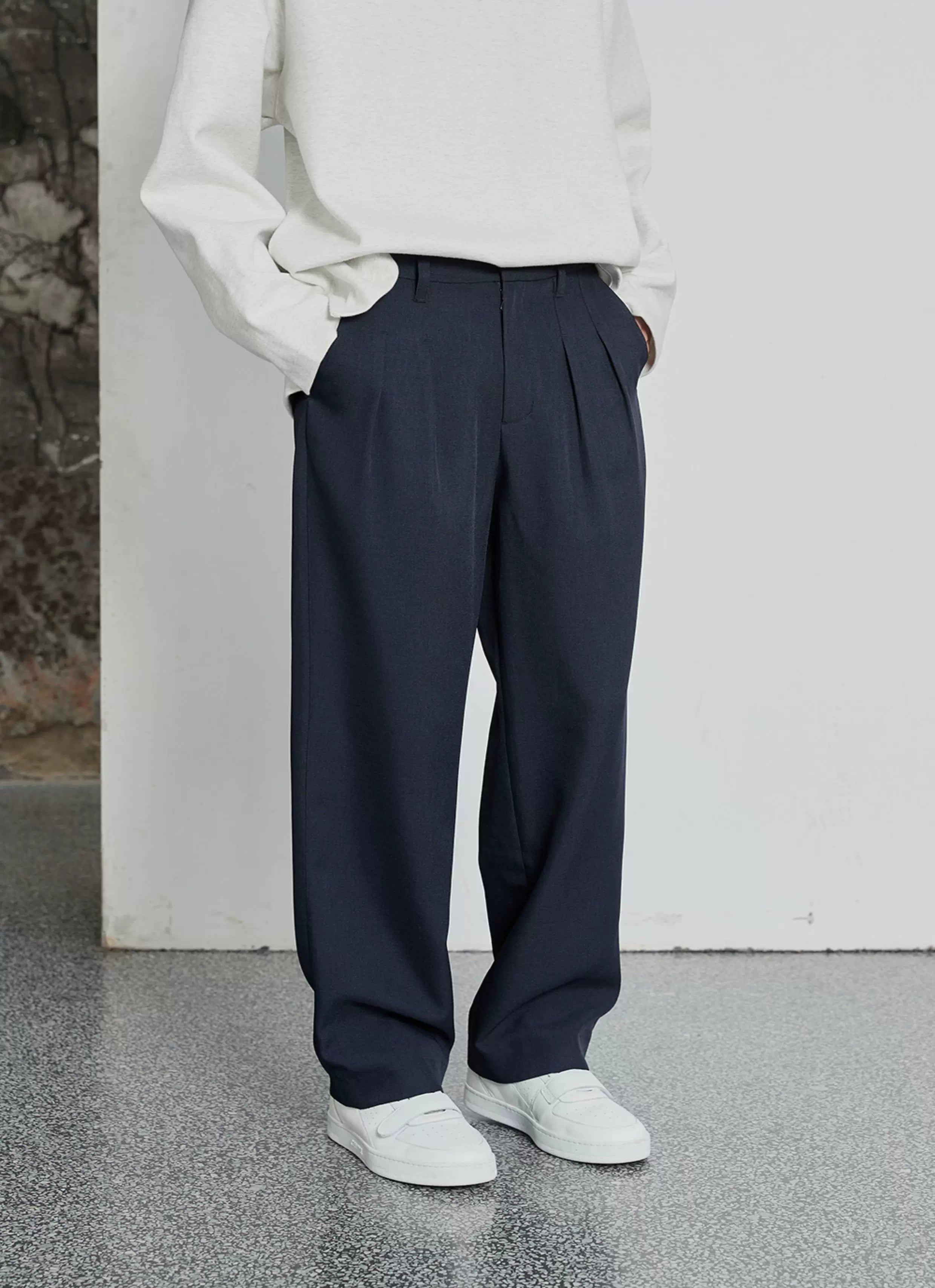 Pleated Wide Leg Suit Pants