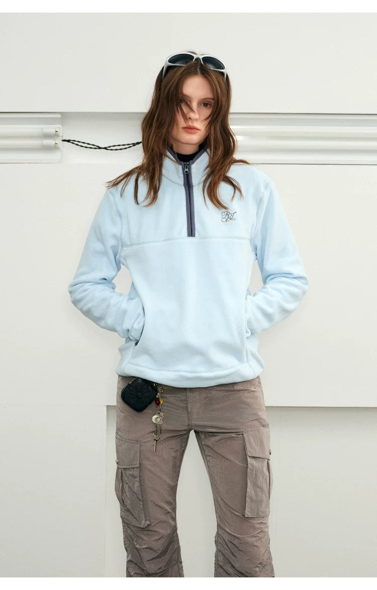 Warm Fleece Stand Collar Pullover Jacket