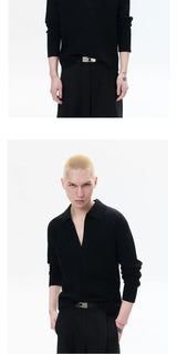Loose Deep V Collar Knit Top