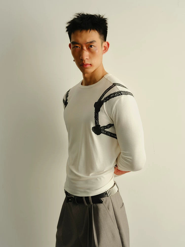 Lightweight Slim Rope Print Lyocell Top