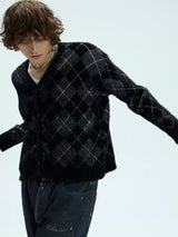 Two Tone Faux Fur Plaid Cardigan