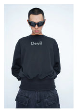 Men's Black Rhinestone Devil Wing Sweatshirt