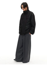 Drawstring High Neck Loose Padded Parka