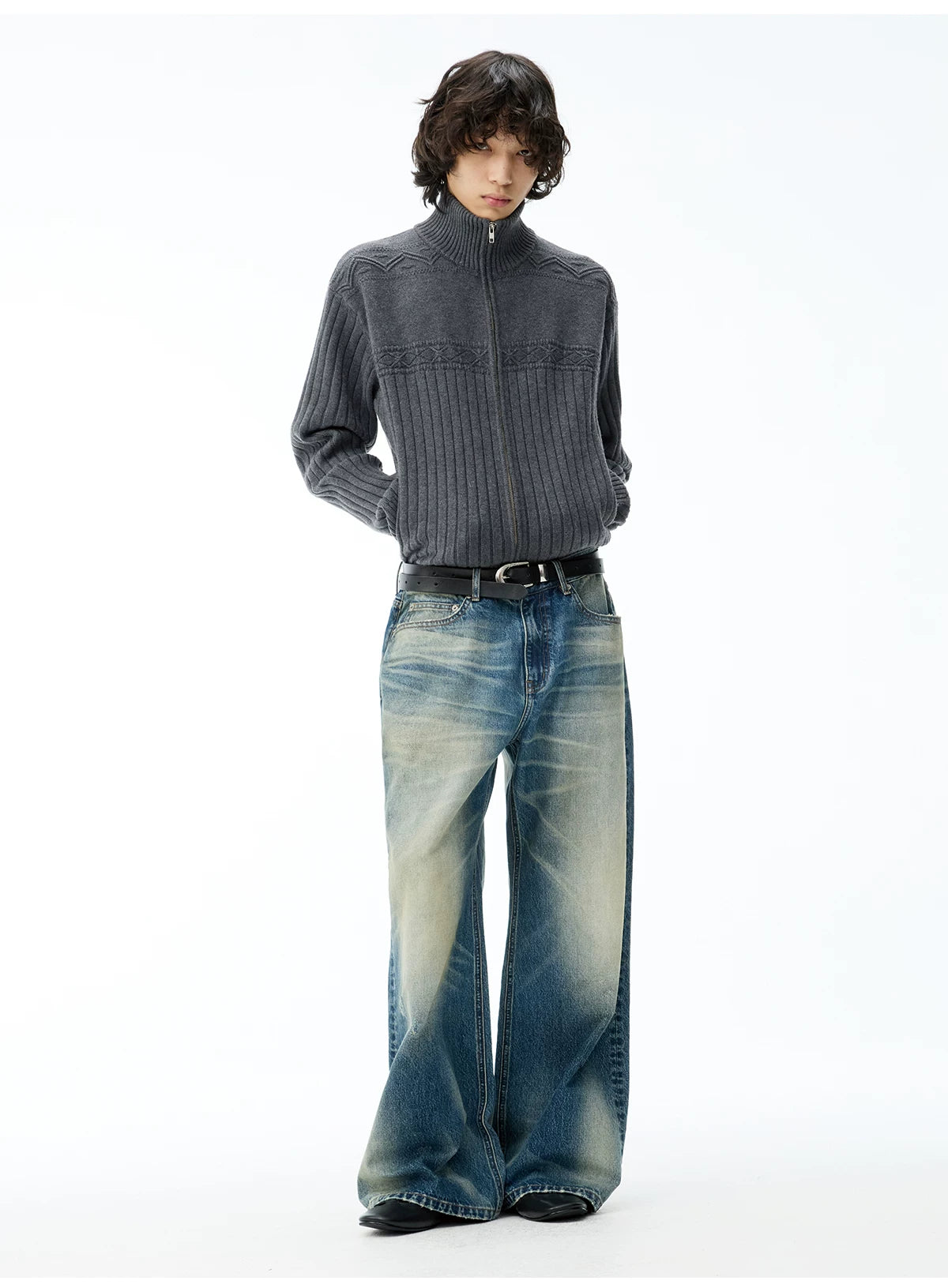 13.5 Oz Washed Denim Tapered Jeans