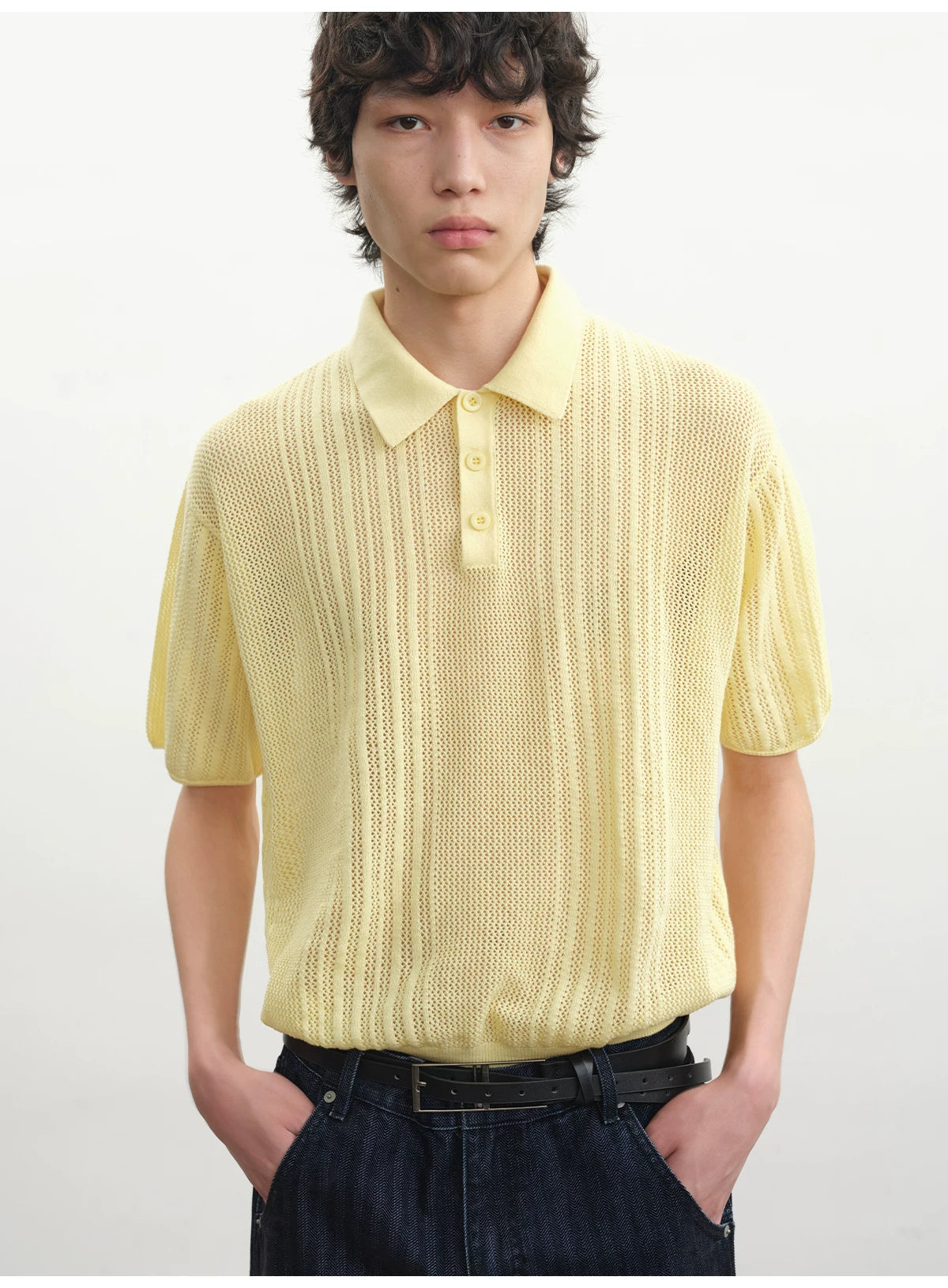 Cutout Ribbed Cotton Polo Shirts