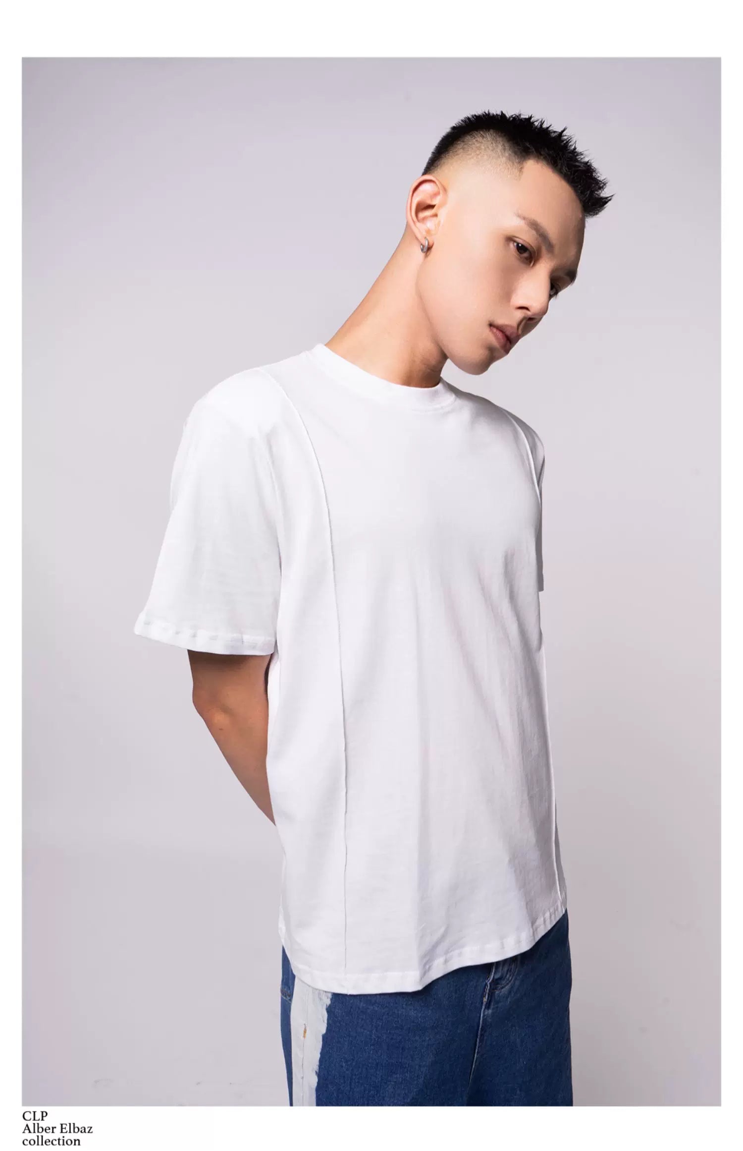 Men's Black White Padded Line Tee