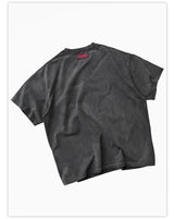Loose Washed Dark Gray Printed Tee