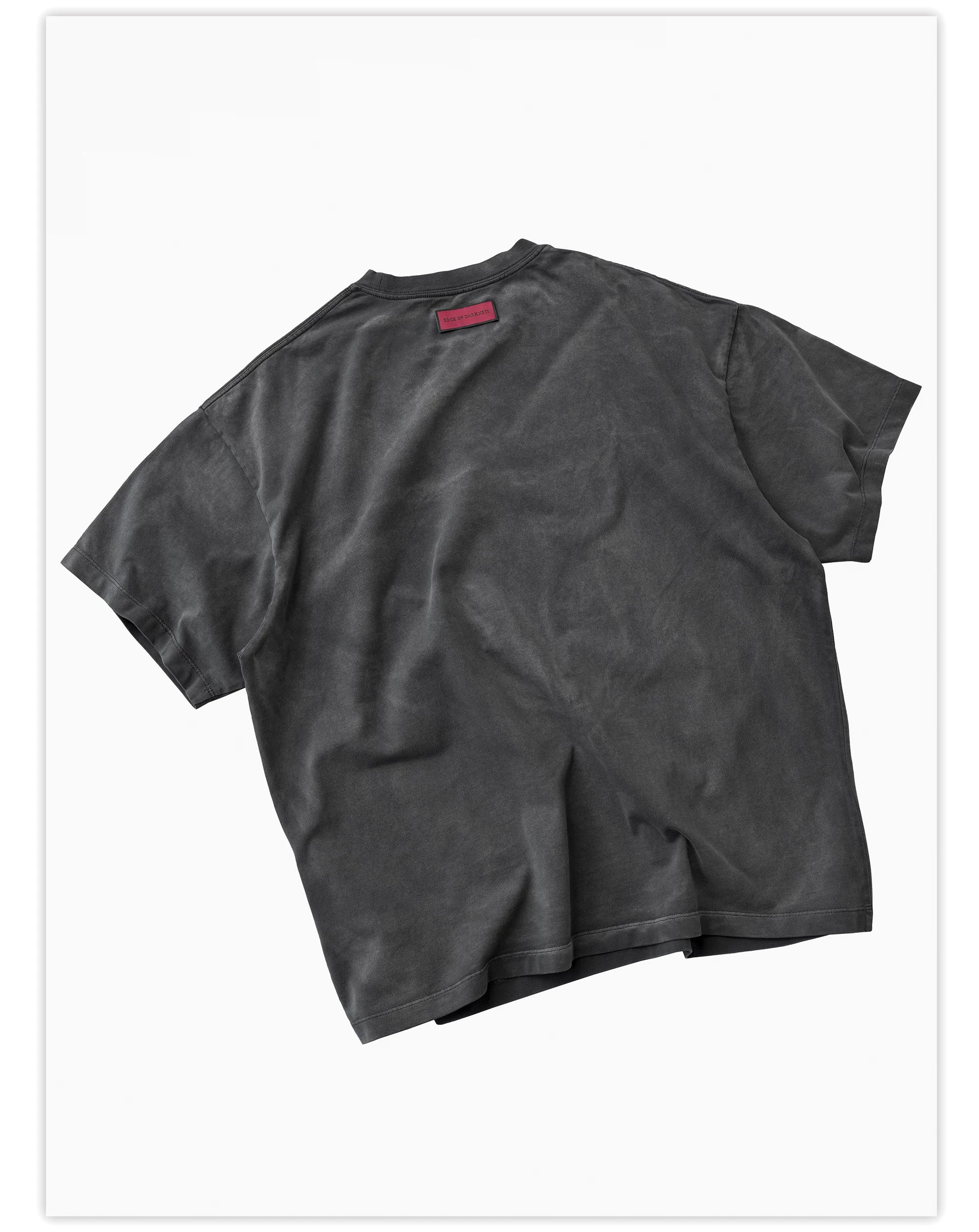 Loose Washed Dark Gray Printed Tee