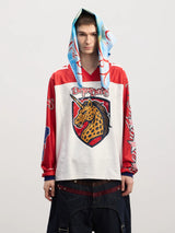Leopard Print Rhinestone Colorblock Hip-hop Jersey