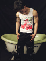 Vintage Ribbed Cherry Boot Print Vest