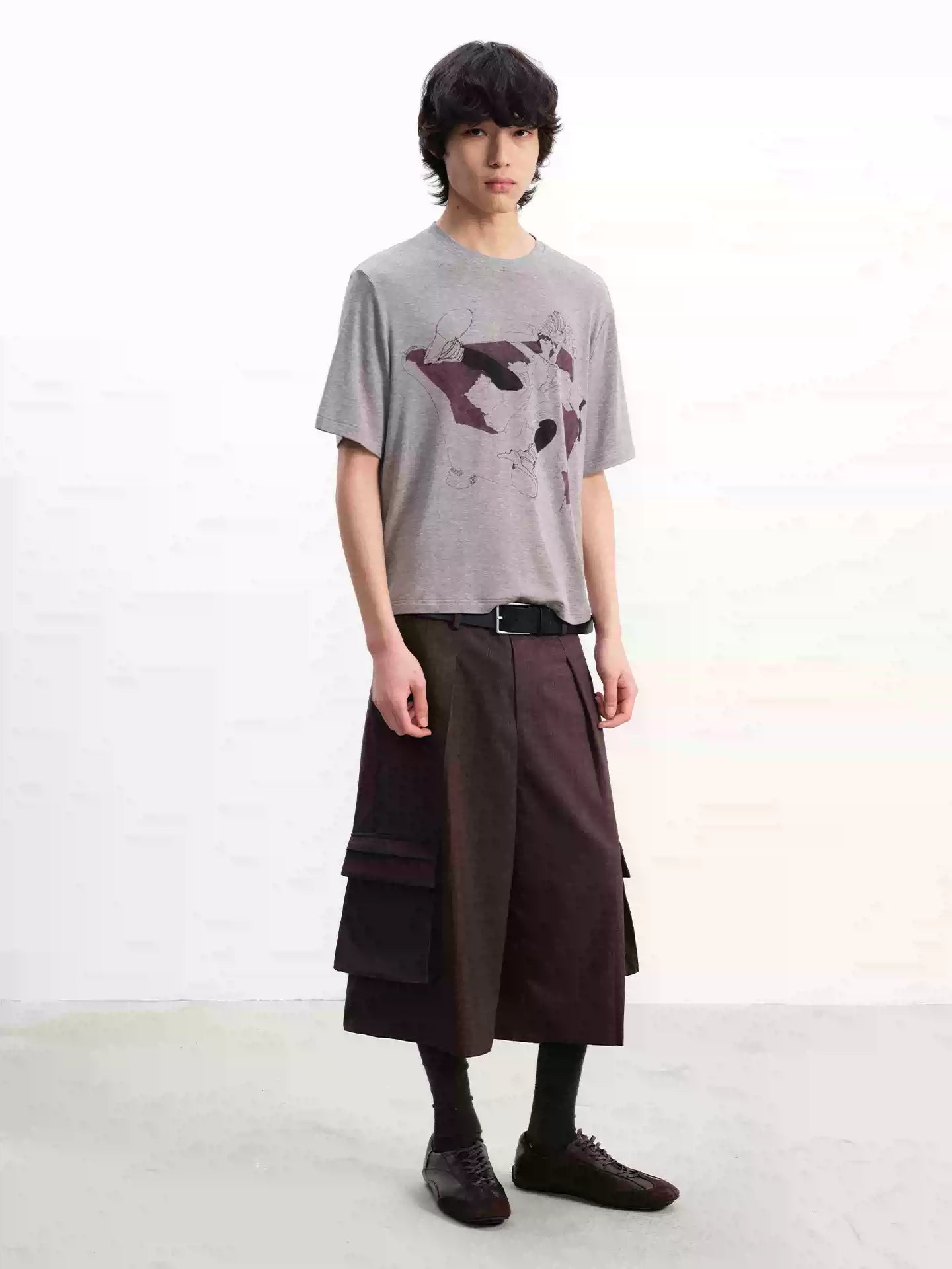 Straight Plaid Pleated Cargo Shorts