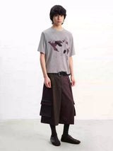 Straight Plaid Pleated Cargo Shorts