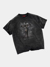 Heavyweight Loose Washed Gray Printed Tee