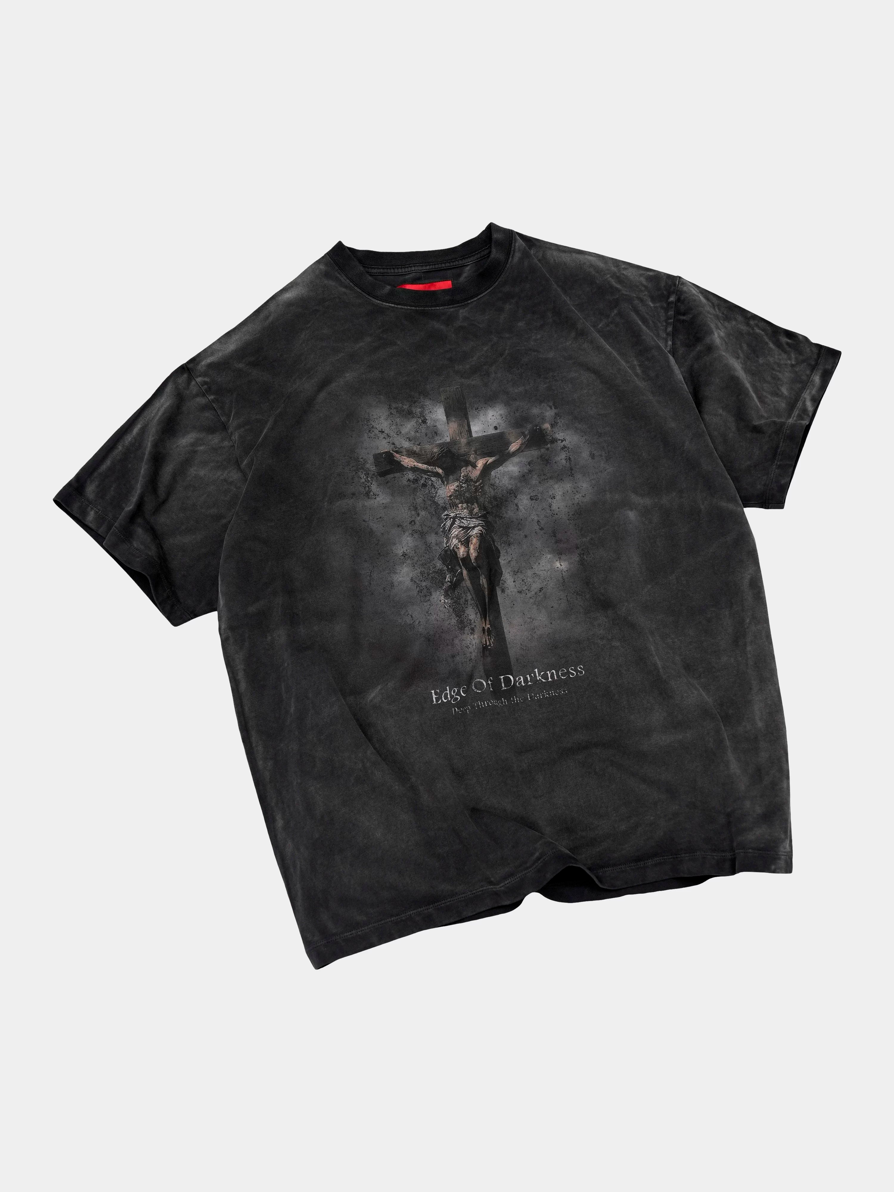 Heavyweight Loose Washed Gray Printed Tee
