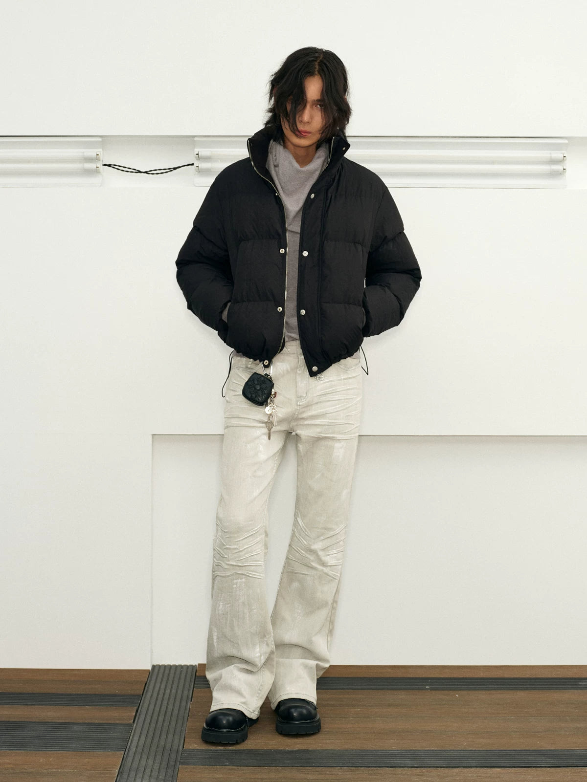 Men's Embossed Stand Collar Down Jacket