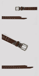 Horsehair Double-breasted Asymmetric Top-grain Leather Belt