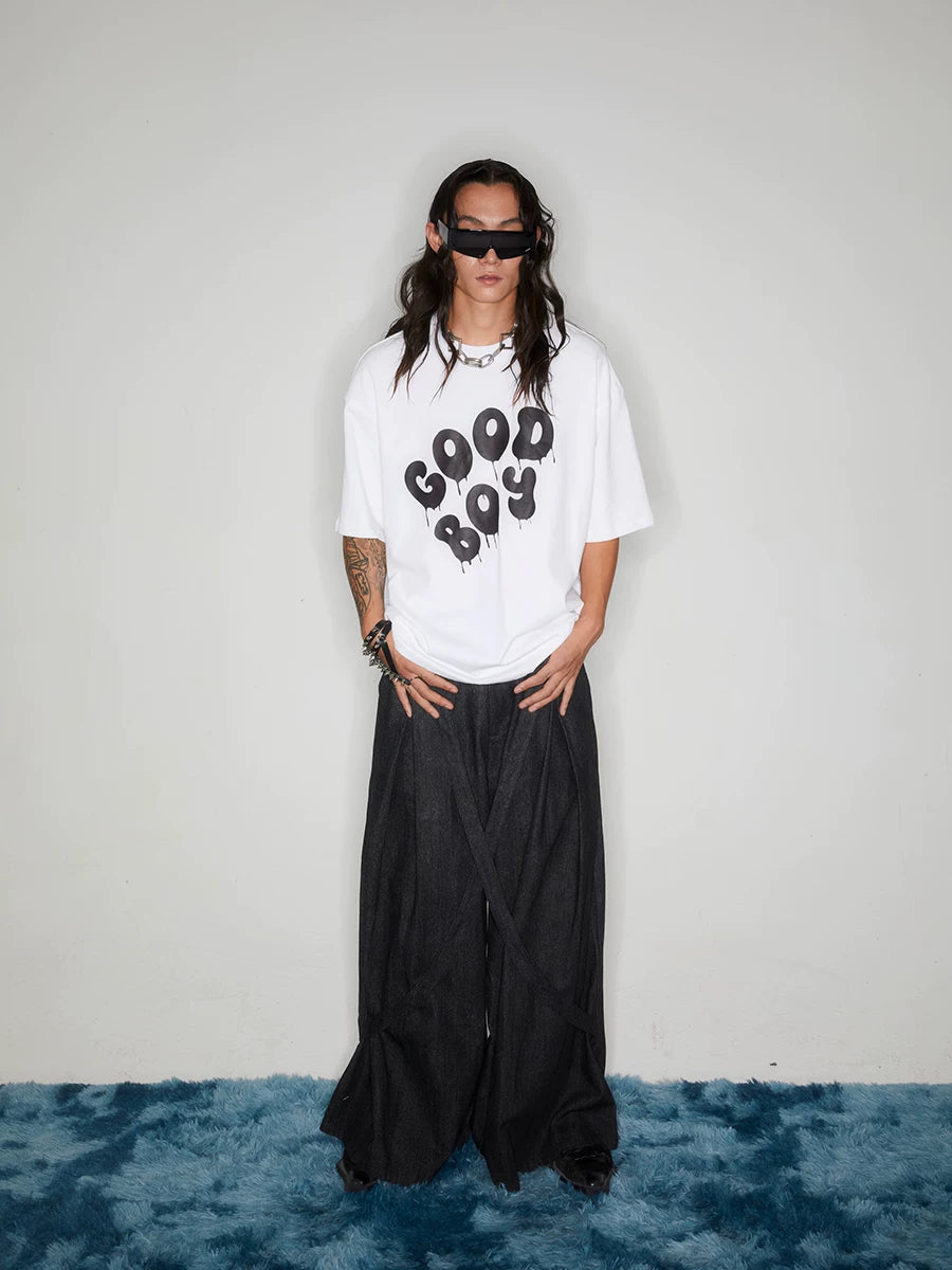 Y2K Washed Loose Flared Denim Overalls