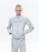 Zipped Fitted Short Biker Jacket