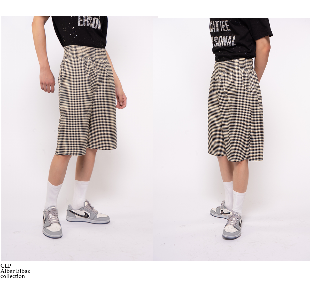 Men's Retro Black White Plaid Shorts
