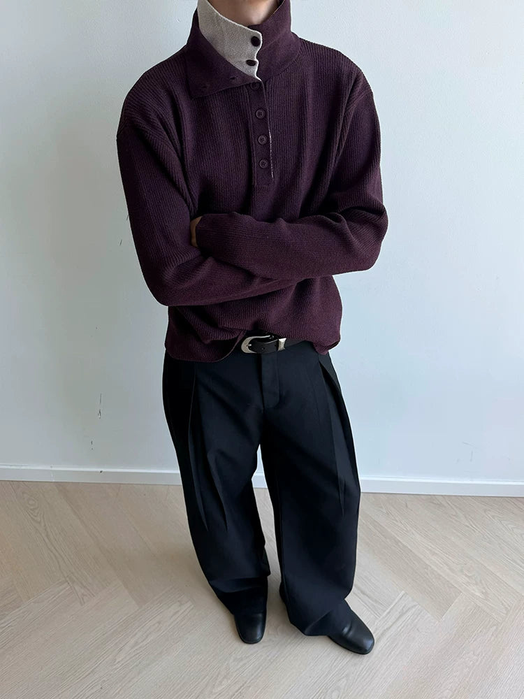 Reversible Two-in-One Stand Collar Sweater Coat