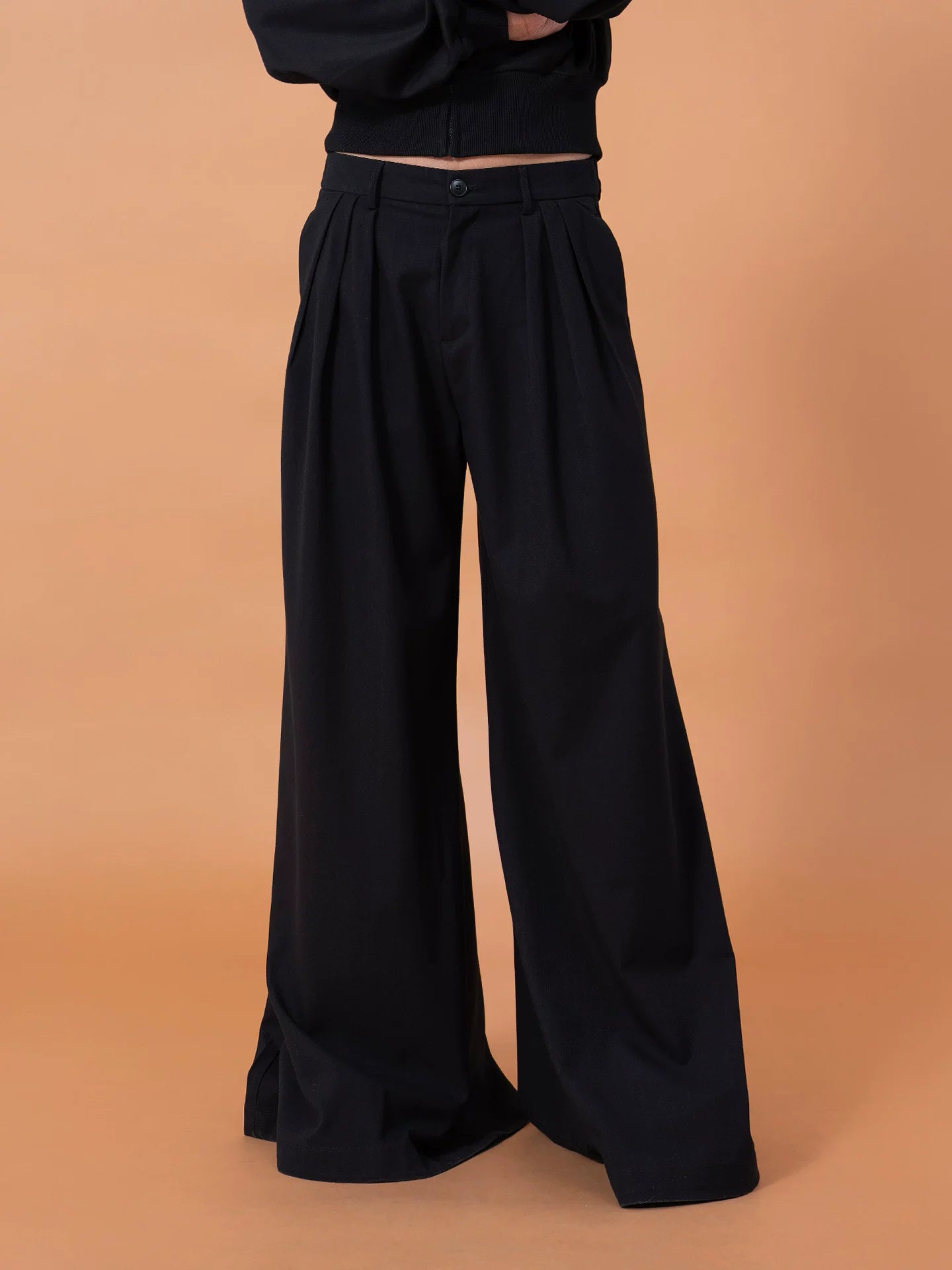 Men's Black Wide Leg Casual Pants