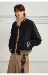 Men's Loose Color Block Bomber Jacket