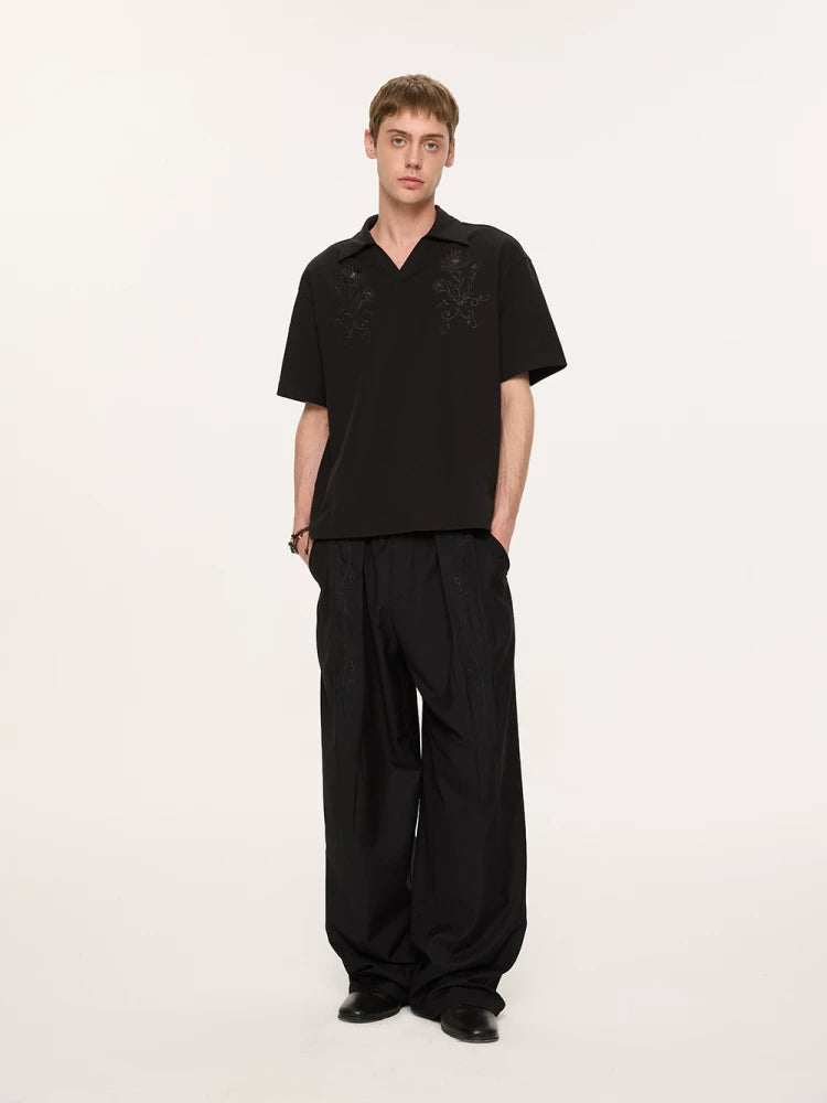 Embroidered Seagull V-neck Polo Shirts