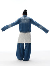 Stretchy Distressed Slim Cropped Denim Jacket
