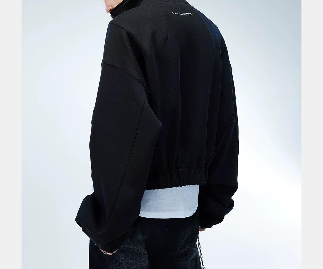 Asymmetric Zip Cropped Turtleneck Jacket