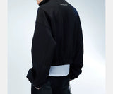 Asymmetric Zip Cropped Turtleneck Jacket