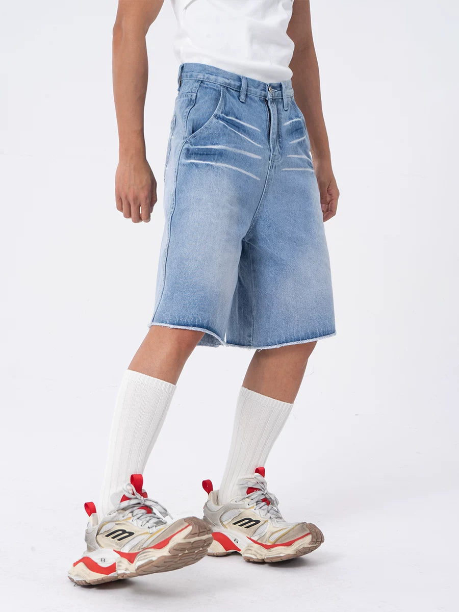 Men's 5-Inch Washed Blue Denim Shorts