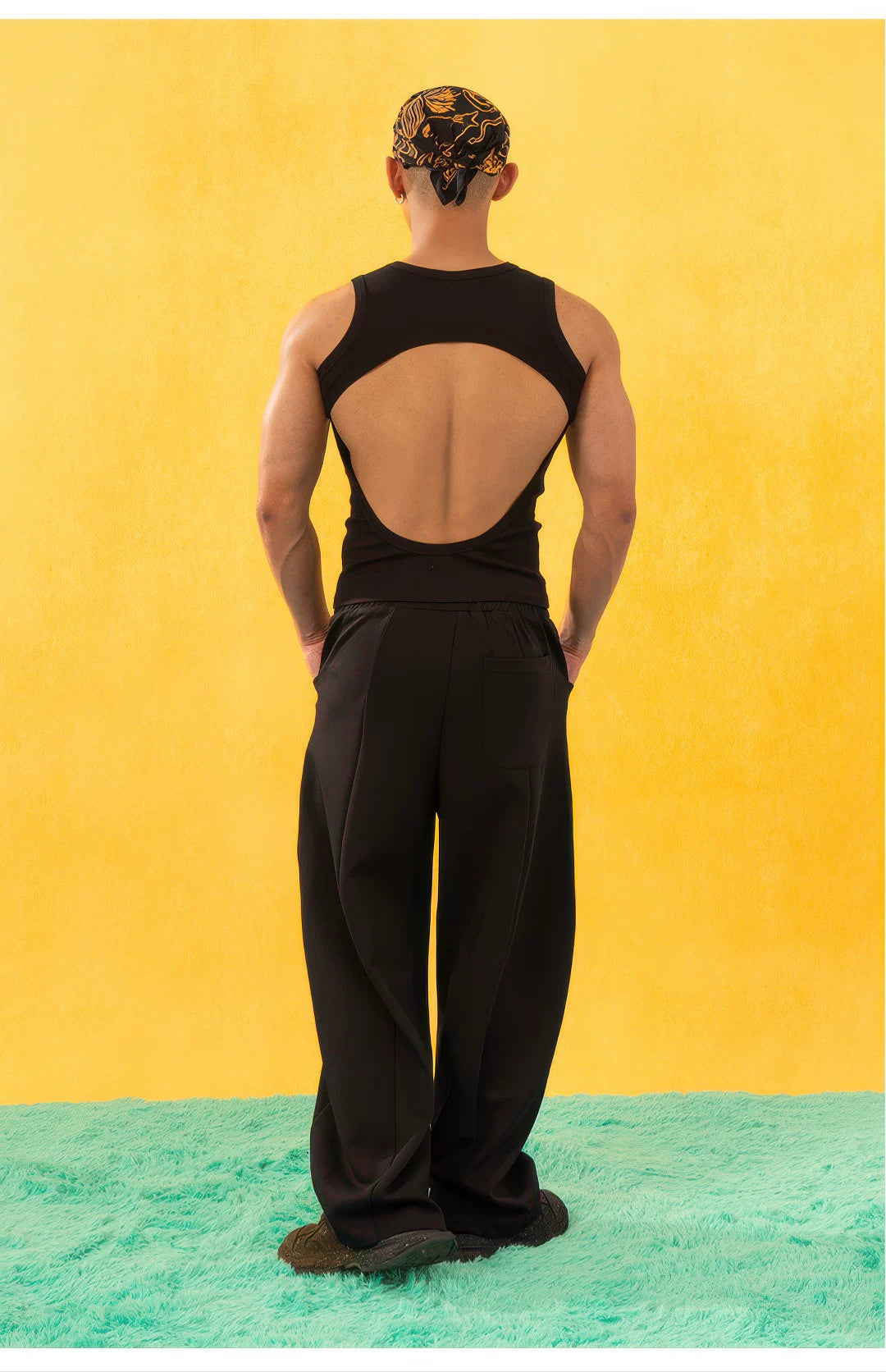 Unisex Bicolor Backless Sequin Tank Tops