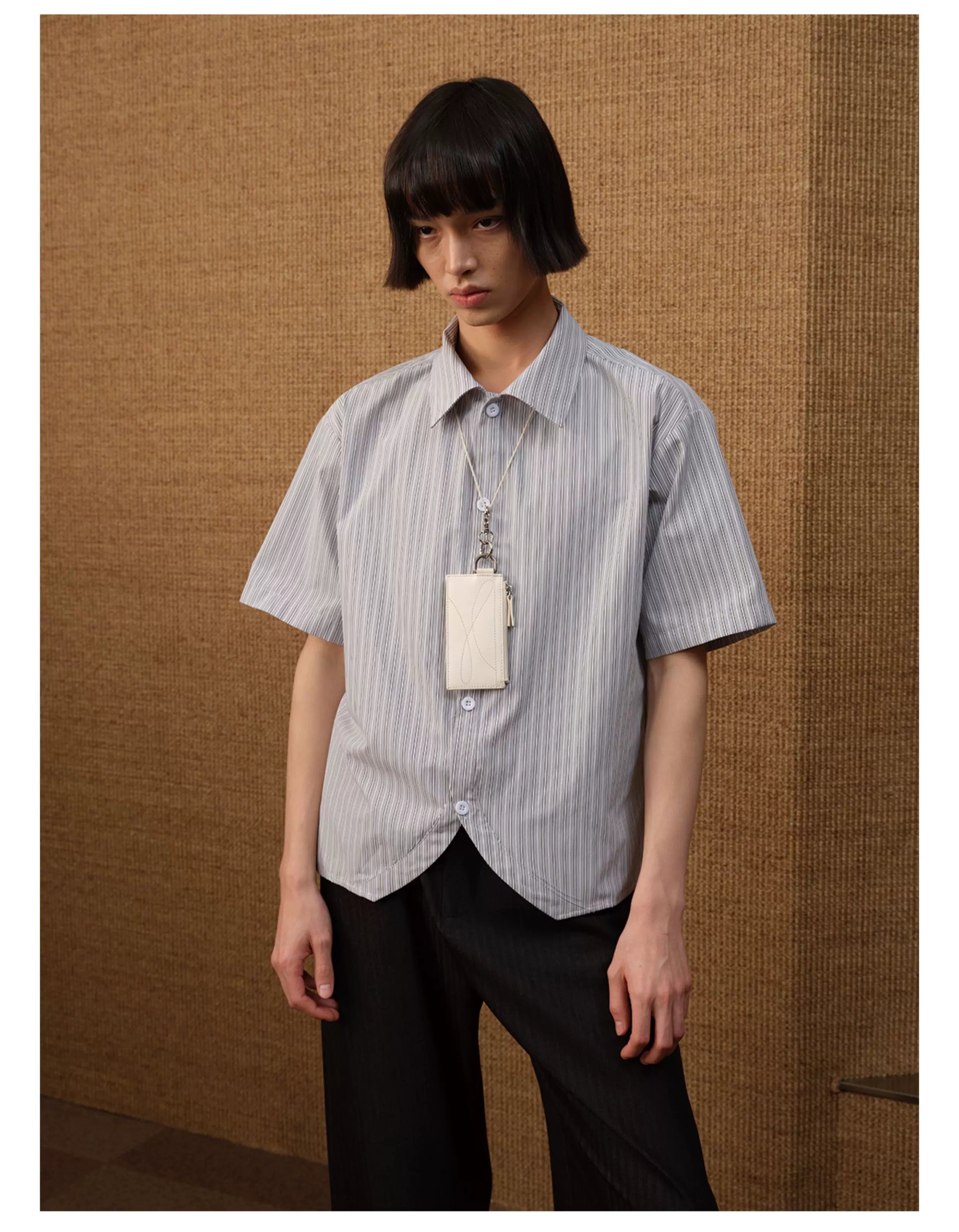 Curved Stripe Short Sleeve Shirt