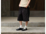 Solid Pleated Drawstring Casual Shorts