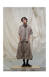 Pleated Draped Cropped Dress Pants