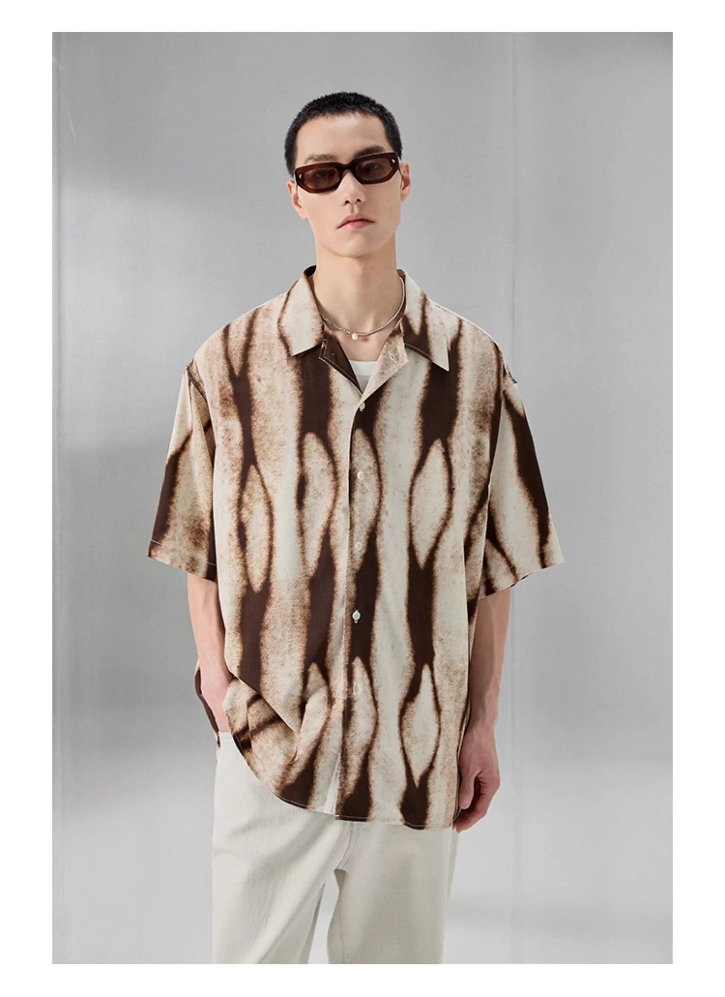 Printed Short Sleeve Cuban Collar Shirt