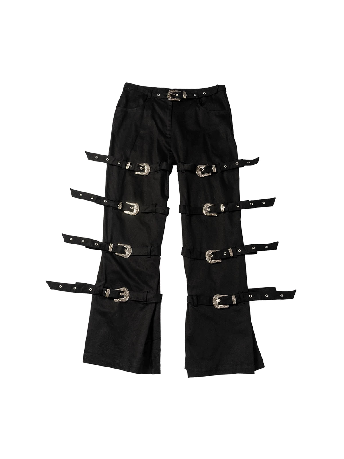 Lace-Up Metal Buckle Pants